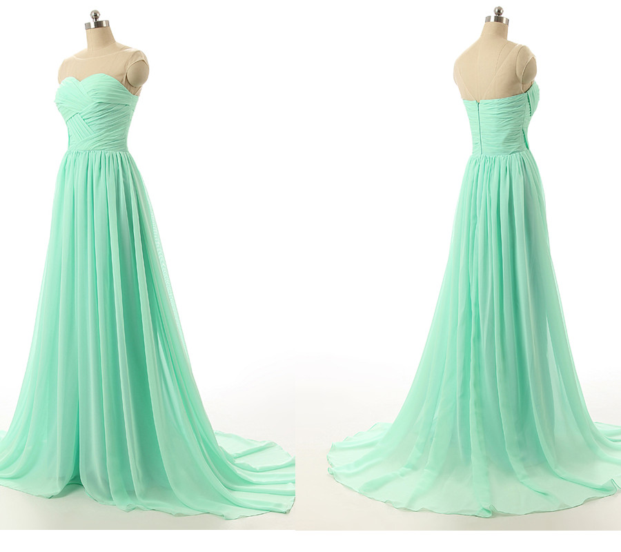 Mint Green Long Chiffon Party Dresses,Long Elegant Prom Dresses