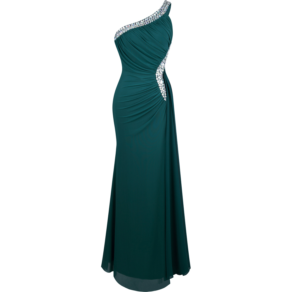 Teal Green Prom Dresses 2018 Long One Shoulder Backless Evening Gowns