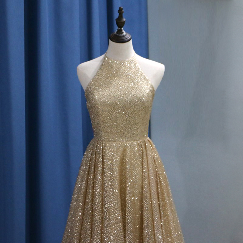 Sparkly Gold Evening Gown Sequin A Line Prom Dresses 2018 Long Elegant Sequin  Formal Party Dress on Luulla