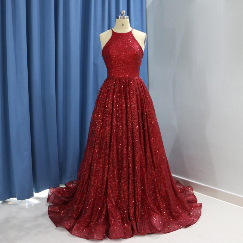 Luxury Red Evening Gown Sequin Ball Gown Prom Dresses 2018 Long Elegant Sequin Quinceanera Dresses