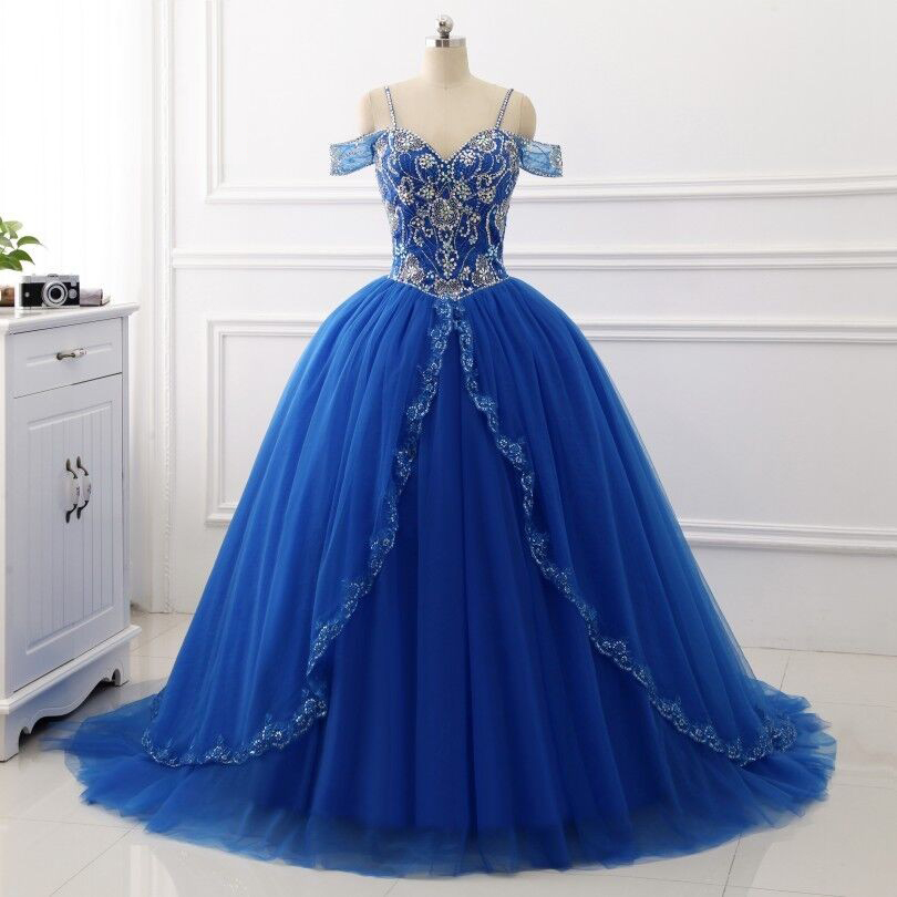 Royal Blue Quinceanera Dresses Ball Gown Spaghetti Straps Sweet 16 ...