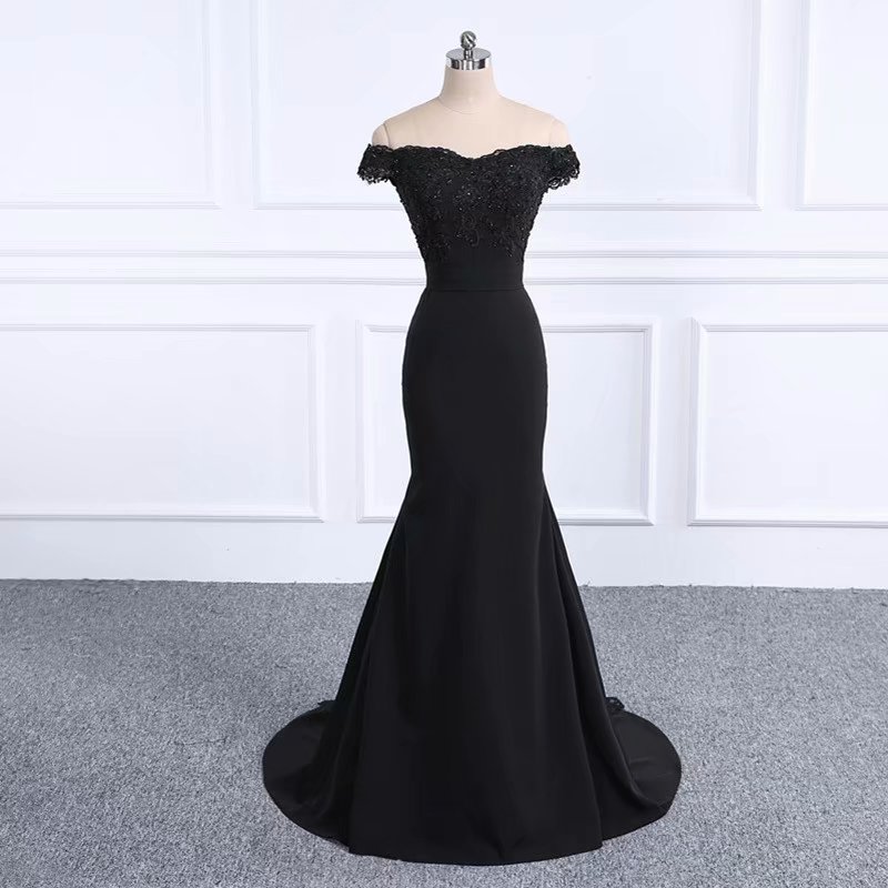 2019 Off Shoulder Prom Dresses Black Prom Dress Real Photo Mermaid Formal Dresses Long Vestido De Festa