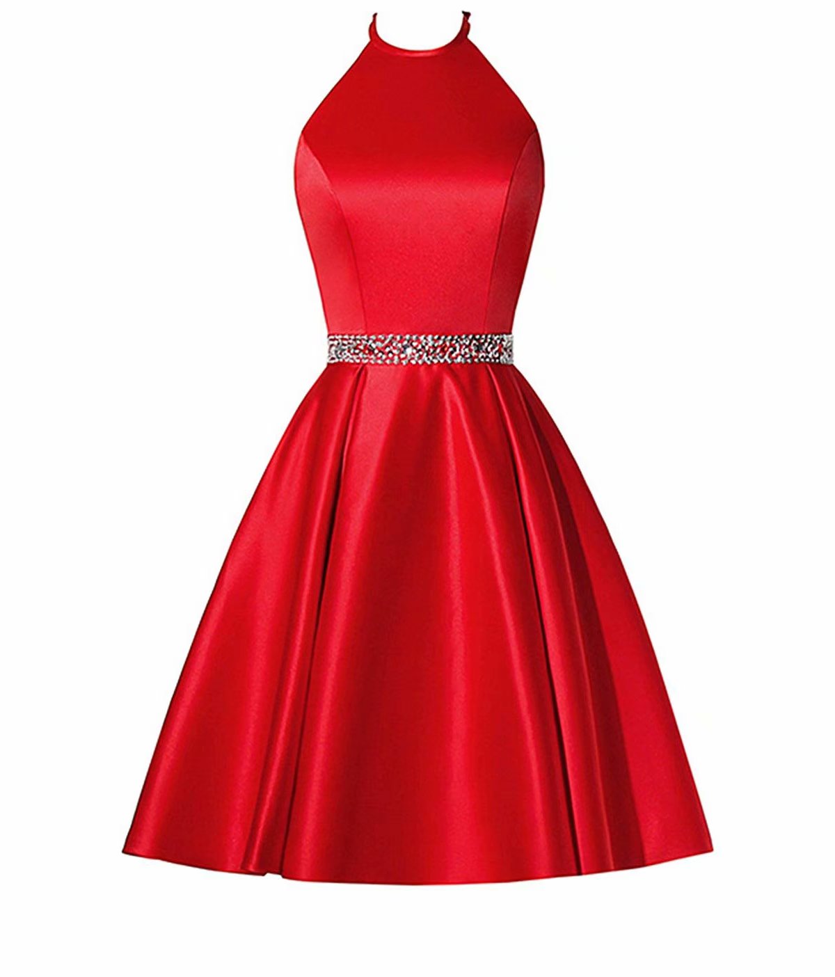 Sexy Red Short Homecoming Dress Halter Neck Beading Evening Cocktail Gown Bridesmaid Formal Dresses