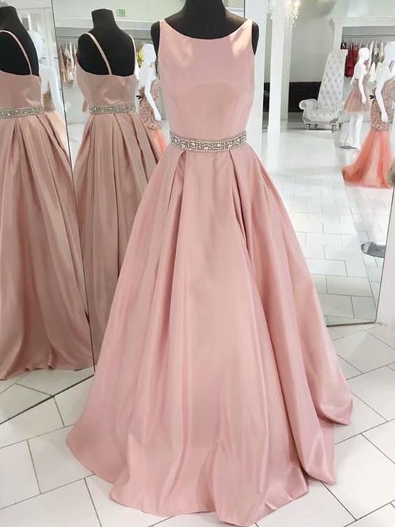 Blush Pink Prom Dresses, Prom Dress,prom Dresses For Teens,satin Evening Dresses