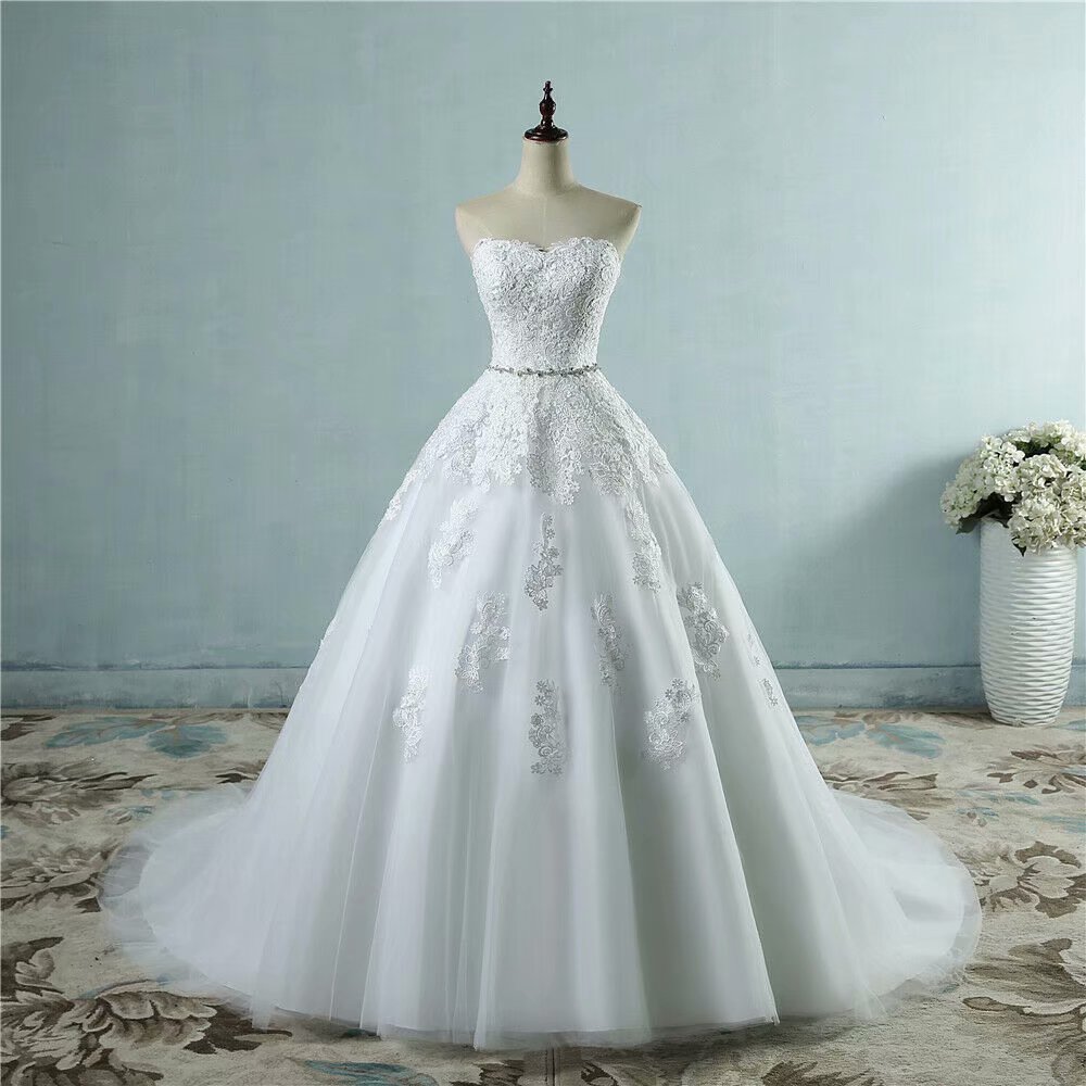 Wedding Dress, Lace Applique Wedding Dress, Wedding Dress, Chapel Train Wedding Dress, Lace Wedding Dress