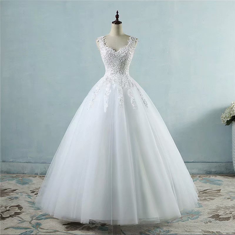 White Wedding Dress, Strapless Wedding Dress, 2019 Wedding Dresses, Wedding Dress, Ball Gown Wedding Dress, Satin Wedding Dress, Real Photo