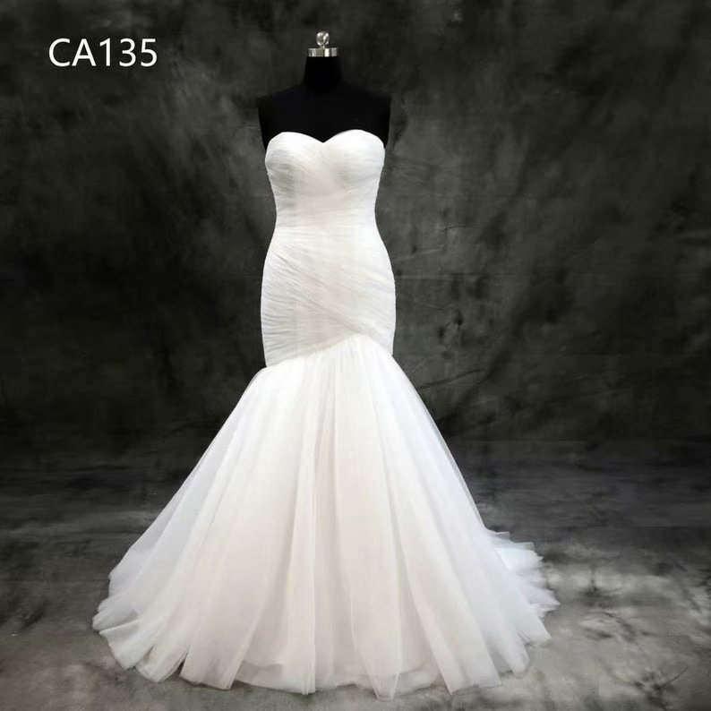 Mermaid Wedding Dress, Strapless Wedding Dress, 2019 Wedding Dresses, Wedding Dress, Court Train Wedding Dress,tulle Wedding Dress, Real Photo
