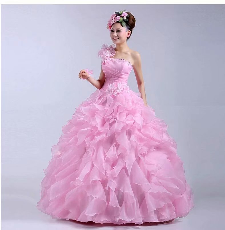 Pink Prom Dresses Long 2019 Women's Sexy Ball Gown Organza Evening Party Gowns