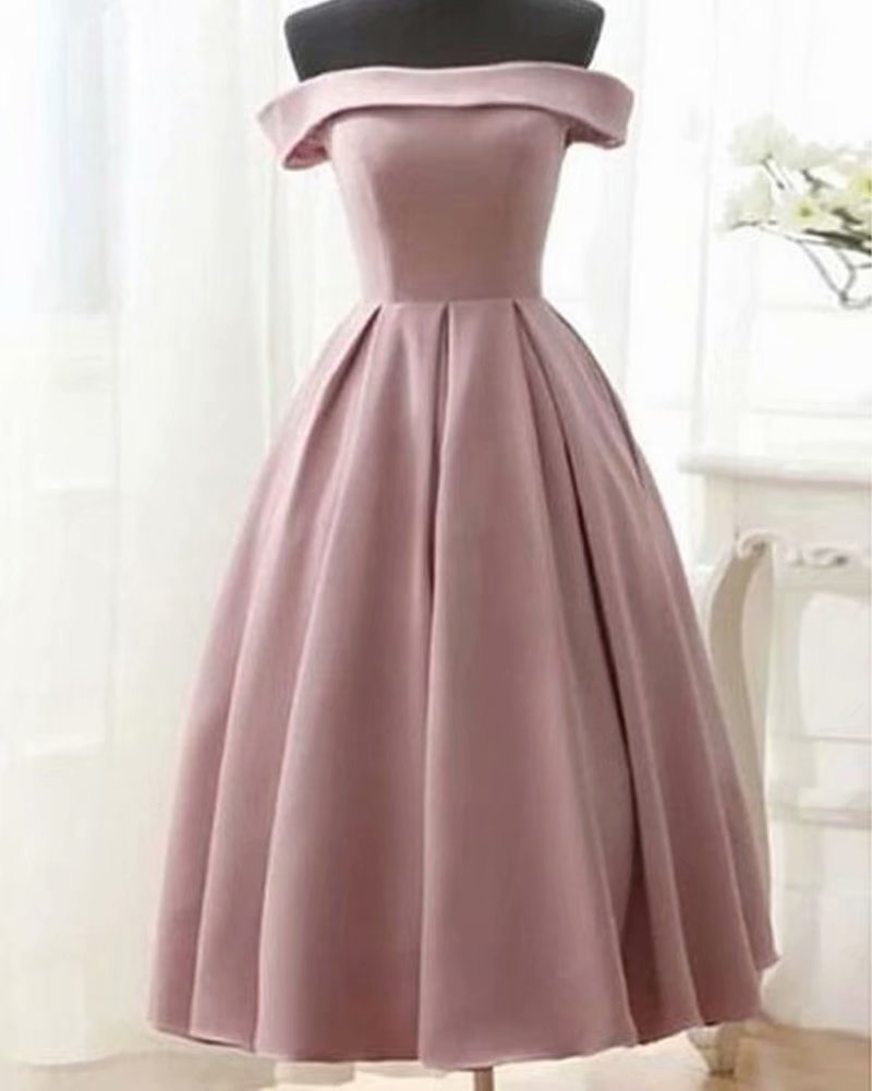 Real Photos Satin Prom Dresses 2019 Strapless Lace-up Tea Length Prom Dress Short Evening Party Gowns