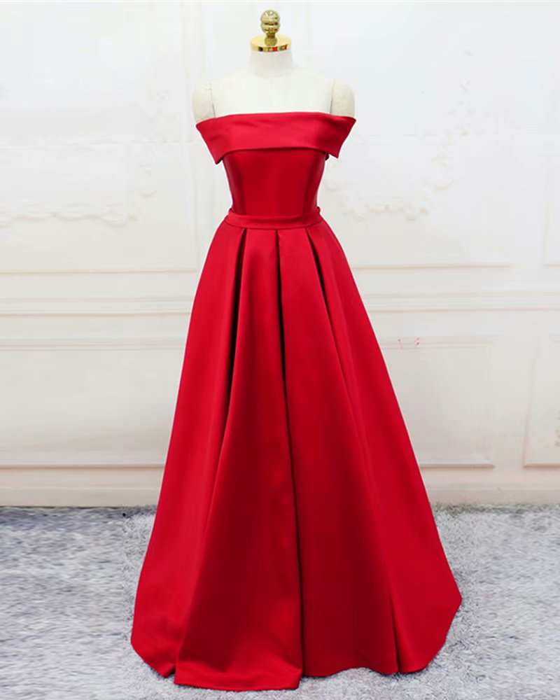 Charming Prom Dress,sexy Prom Dresses, Simple Strapless Prom Dresses,sleeveless Evening Dress,elegant Red Evening Dresses,formal Gown