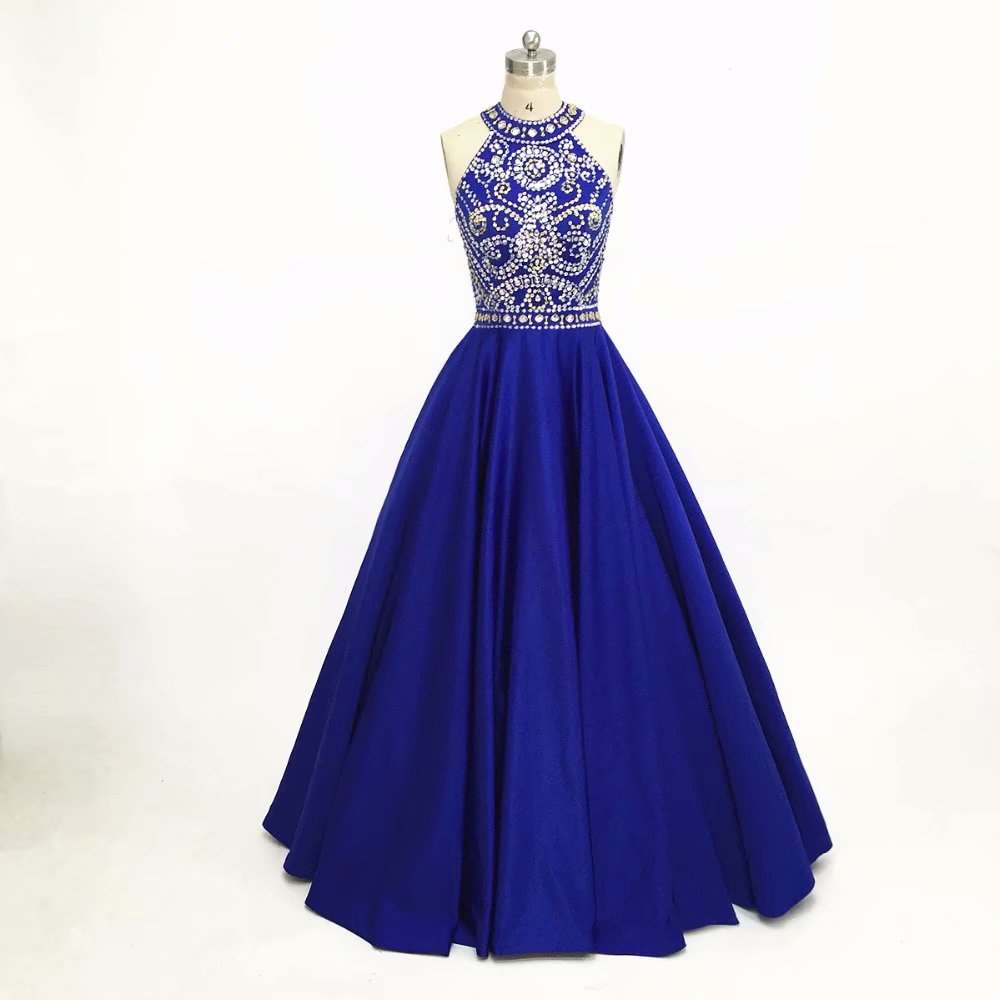 Evening Dresses, Prom Dresses,party Dresses,royal Blue Beading Prom Dresses,modest Prom Dresses,sexy Prom Dress, Crystal Prom Gowns Fashion
