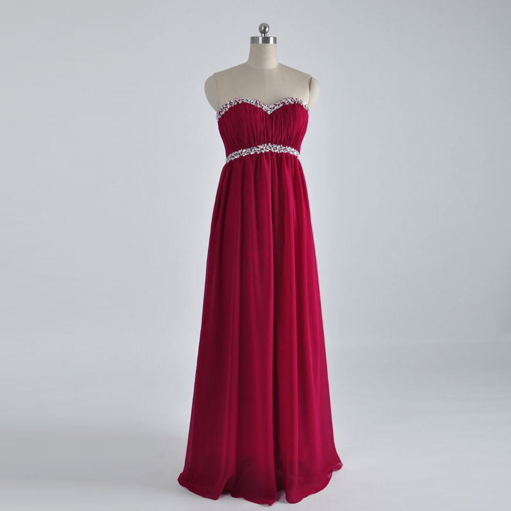2015 Burgundyprom Dresses, Sweetheart Chiffon Evening Dresses , Bridesmaid Dresses, Long Prom Dresses,custom Made Party Dresses