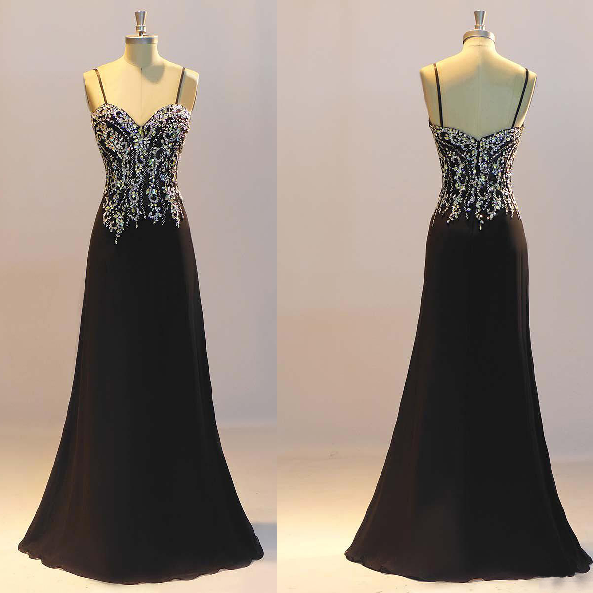 2015 Prom Dresses, Black Prom Dresses,sheath Prom Dresses, Crystal Evening Dresses ,custom Made Party Dresses
