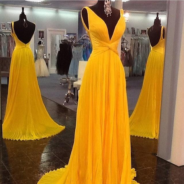 2019 Prom Dresses, Backless Prom Dresses,party Dresses,plus Size Dresses,yellow Evening Dresses,sexy Evening Gowns,formal Dresses Evening,dresses