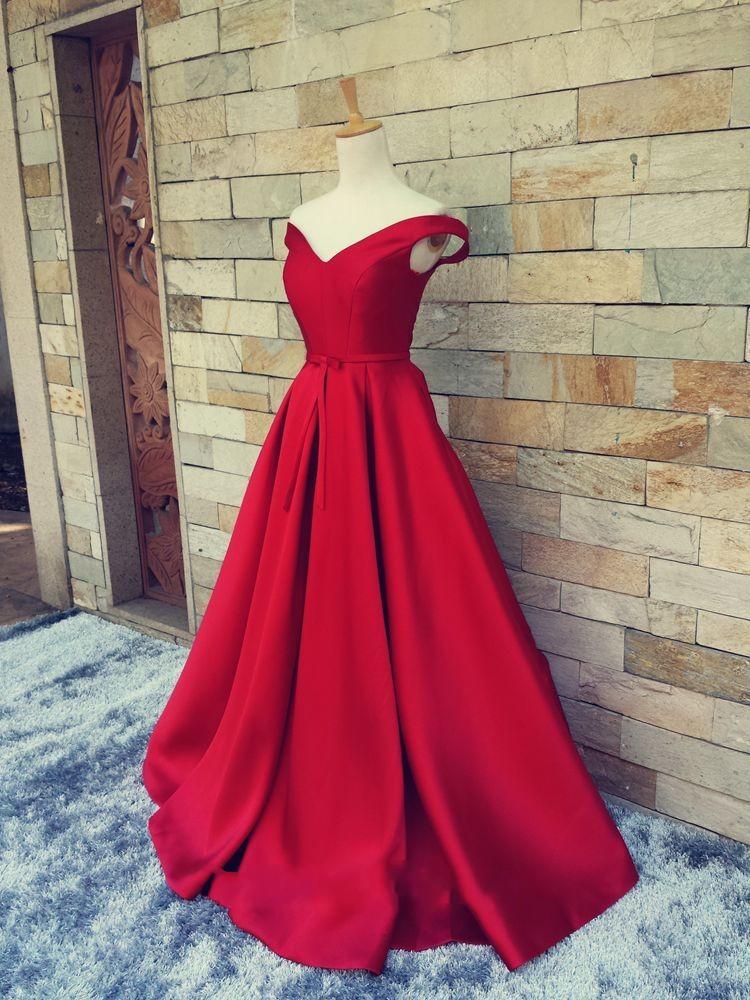 2019 Satin Prom Dresses,red Prom Dresses,off Shoulder Evening Dresses, Evening Dresses 2019,long Prom Dresses,dresses Party Evening,sexy Evening