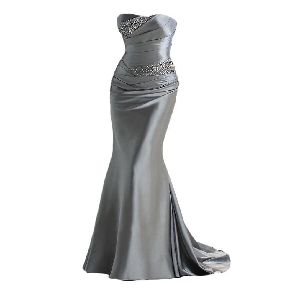 2019 Silver Gray Prom Dresses,long Satin Prom Dresses,,mermaid Evening Dresses ,long Prom Dresses,dresses Party Evening,sexy Evening Gowns,formal