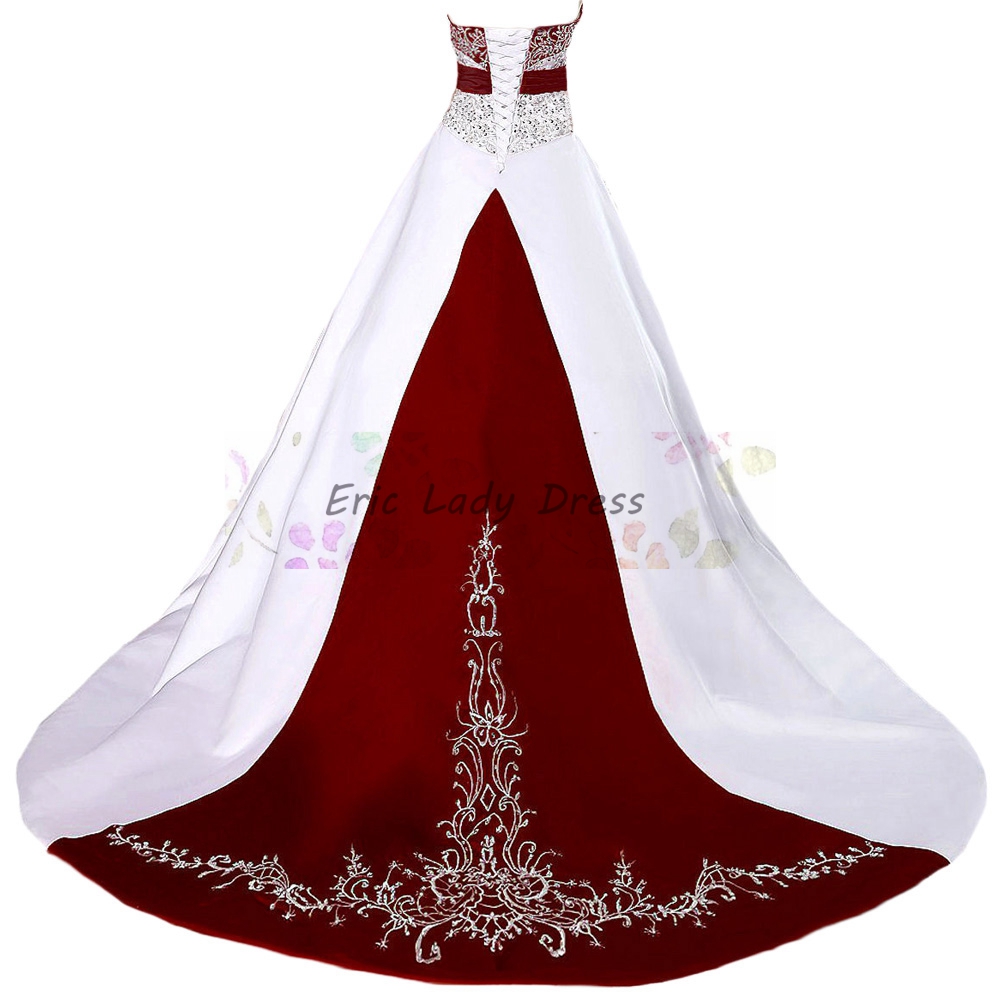 2019 Wedding Dresses,burgundy Wedding Dresses,ball Gown Wedding Dresses,beaded Embroidery Wedding Dresses, Vintage Wedding Dress,long Satin