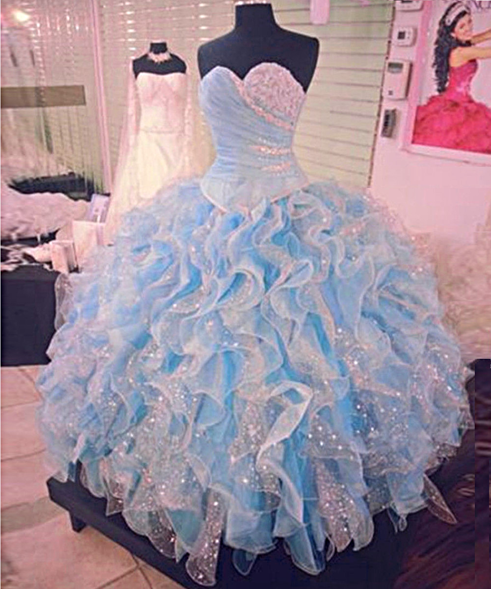 2019 Prom Dresses, Ball Gown Quinceanera Dresses, Sweet 16 Dresses,long Strapless Prom Dresses,beaded Evening Dresses,elegant Prom Dresses,blue