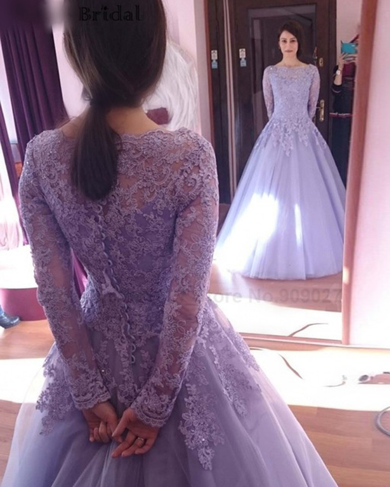 long sleeve lavender dress