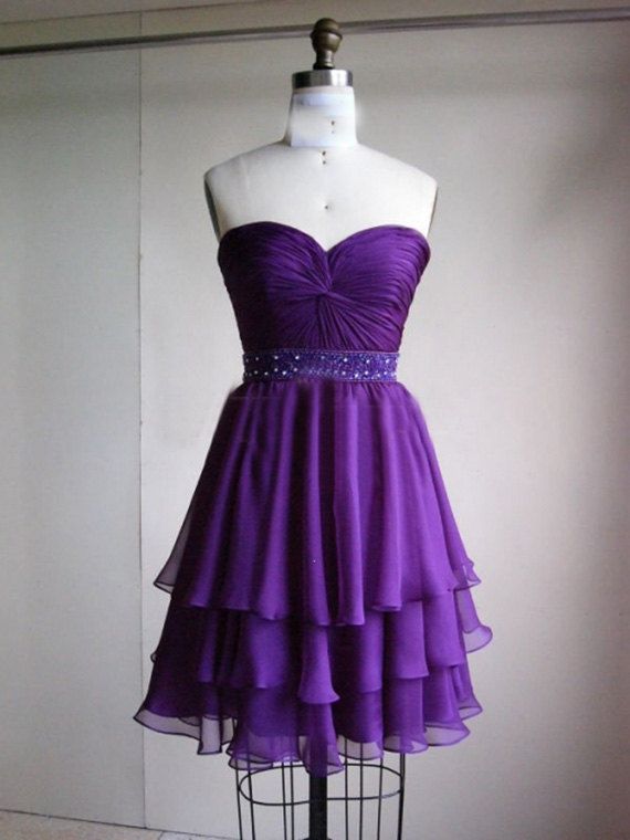 Sweety Mini Sweetheart Purple Chiffon Evening Dress Graduation Dresses  2016,party Dresses,evening Dresses, Short Prom Dress 2016