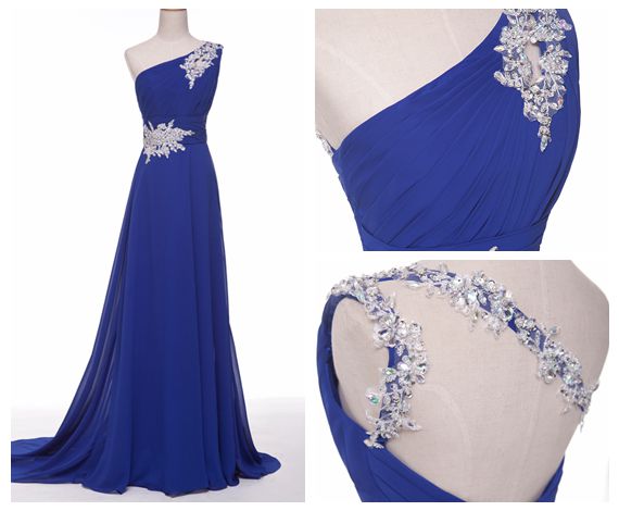 One Shoulder Blue Bridesmaid Dress,floor Length A Line Blue Bridesmaid Dresses,elegant Long Prom Dresses Party Evening Gown