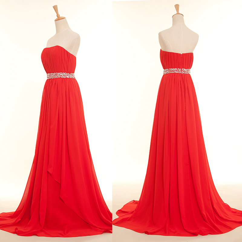 Floor Length Red Chiffon Bridesmaid Dress,long A Line Sweetheart Red Bridesmaid Dresses,elegant Long Prom Dresses Party Evening Gown
