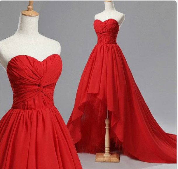 Prom Dress,red Prom Dress,high Low Chiffon Prom Dresses,custom Made Prom Dresses,long Elegant Prom Dress, Sexy Prom Dress, Long Prom Dresses,2016