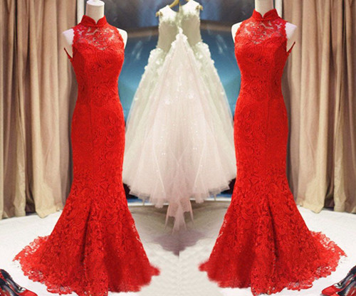 Prom Dress,red Prom Dress,mermaid Lace Prom Dresses,custom Made Prom Dresses,long Elegant Prom Dress, Sexy Prom Dress, Long Prom Dresses,2016