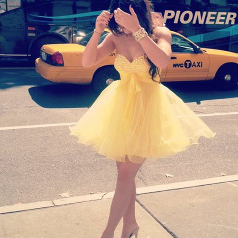 yellow short gown