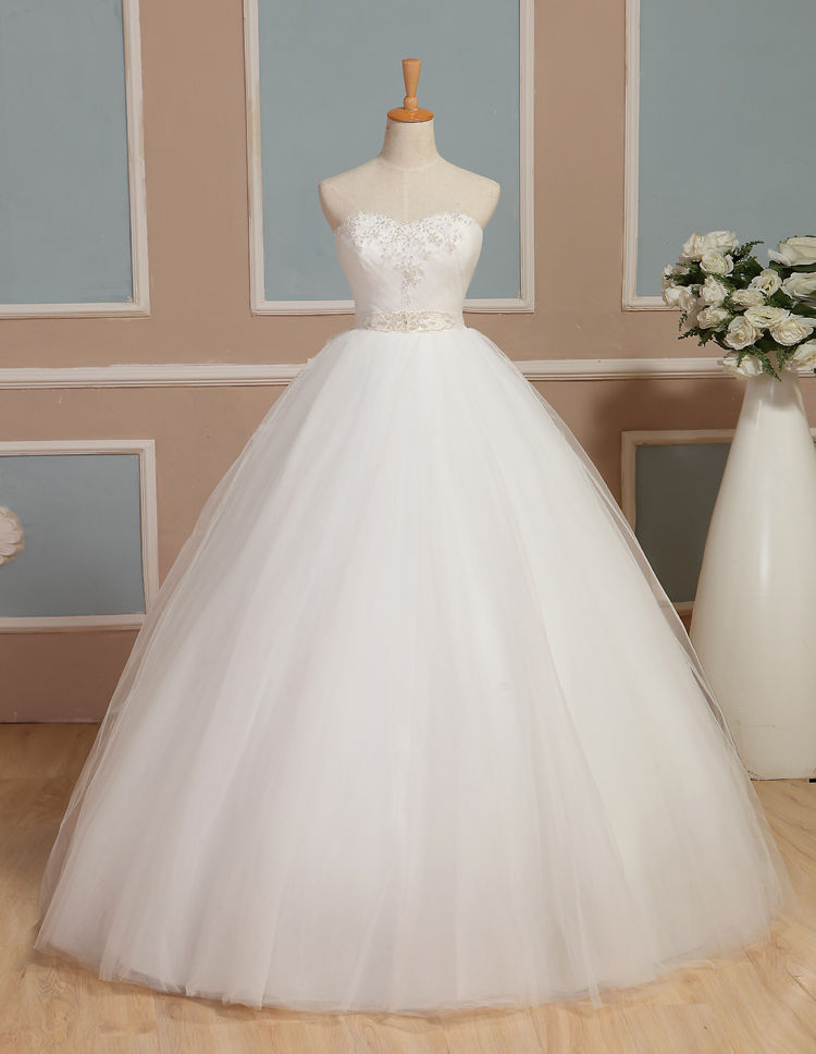 Wedding Dress, Wedding Dresses,2016 Ball Gown Wedding Dresses, White Sweetheart Custom Made Tulle Wedding Dresses
