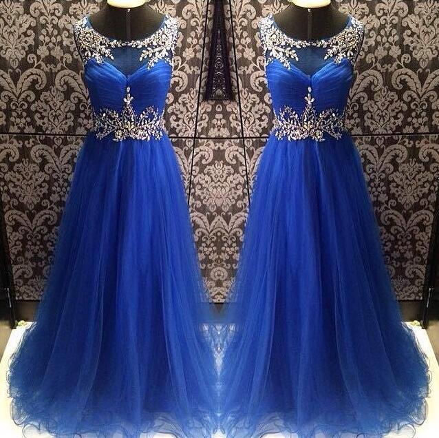 Prom Dress,sexy Sheer Neck Prom Dress,royal Blue Prom Dresses,custom Made Prom Dress, Chiffon Prom Dresses,long Elegant Prom Dresses,2016 Prom