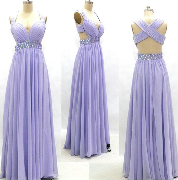 2016 Lavender Chiffon Long Evening Dresses Sexy Elegant Prom Dress Robe De Soiree Formal Gowns