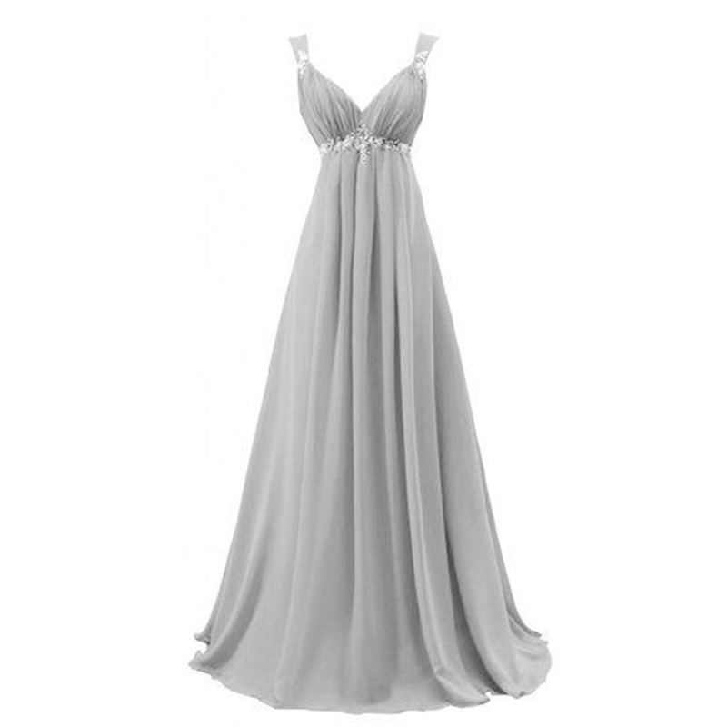 Prom Dresses,silver Prom Dresses, Prom Dress,2016 Sexy V Neck Chiffon Prom Dresses,long Elegant Prom Dresses,prom Dress