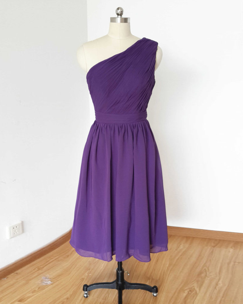 purple dress one shoulder