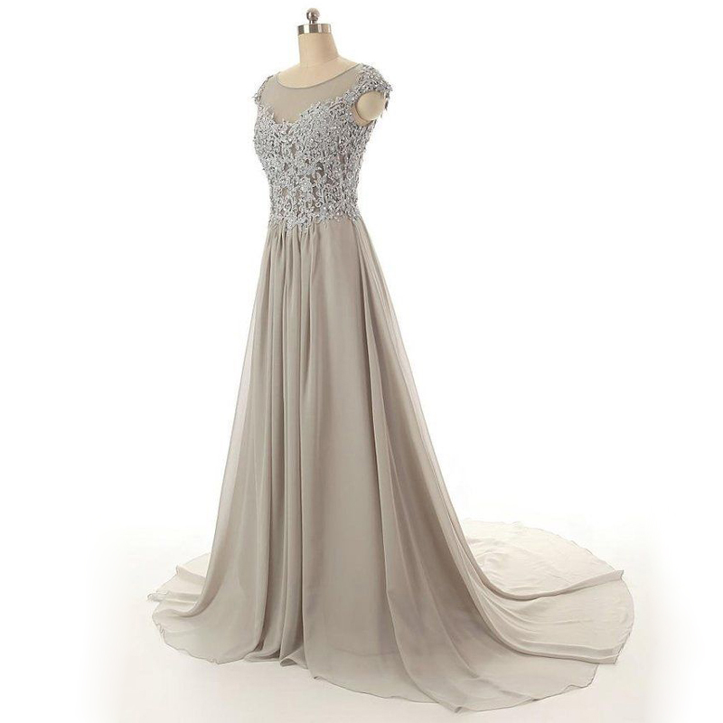 draped back bridesmaid dress Elegant A-Line Chiffon Wedding Dress Appliques Ruffles Draped Back Bri –  27dress main image 1