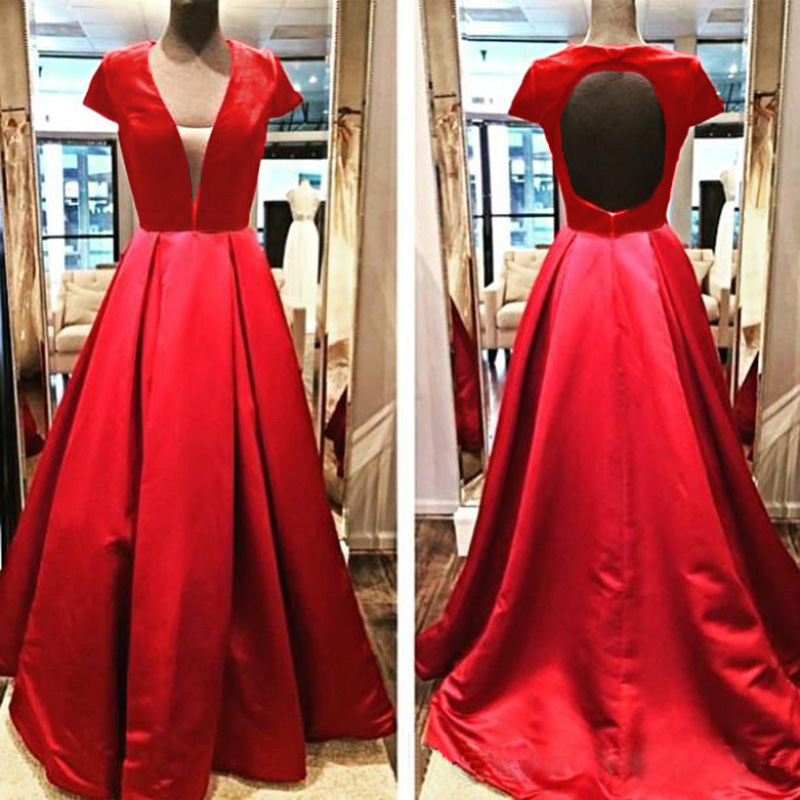 Evening Dresses 2015,red Evening Dresses, Long Satin Evening Dresses,evening Gowns,backless Evening Dress, Red Carpet Dresses 2015,long Prom
