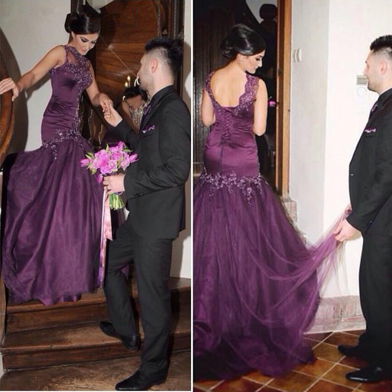 dark purple evening gowns