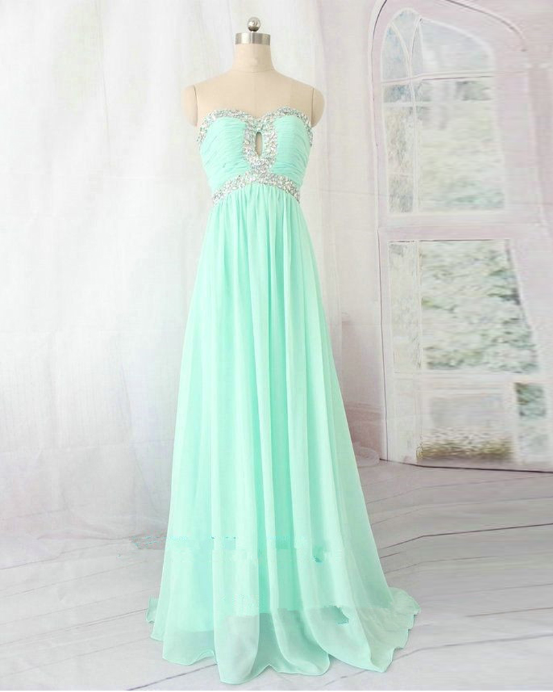 2016 Sage Green Chiffon Prom Dresses Sexy Long Sweetheart Evening Dresses Sleeveless Prom Gowns Party Dress Robe De Soiree