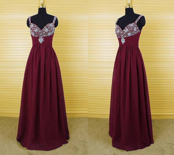 Sexy Burgundy Bridesmaid Dress,floor Length Chiffon Bridesmaid Dresses,long Elegant Sexy Prom Dresses Party Evening Gown