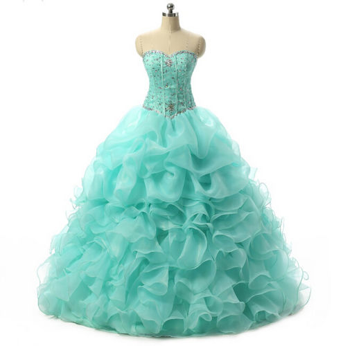 2019 Sexy Quinceanera Dresses Sweetheart Crystal Organza Ball Gown Formal Prom Quinceanera Gowns Sweet 16 Dresses