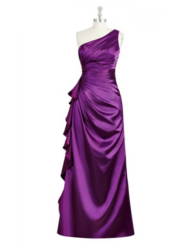 Elegant One Shoulder Purple Bridesmaid Dresses, Beautiful Floor Length Bridesmaid Dresses, Wedding Party Dresses,formal Gowns,prom