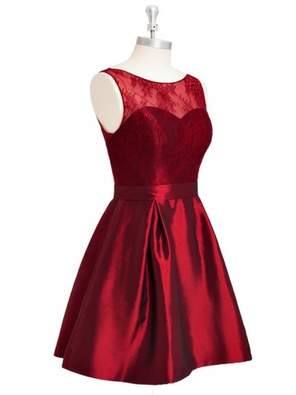Elegant High Quality Short Length Burgundy Prom Dresses, Sheer Neck ...