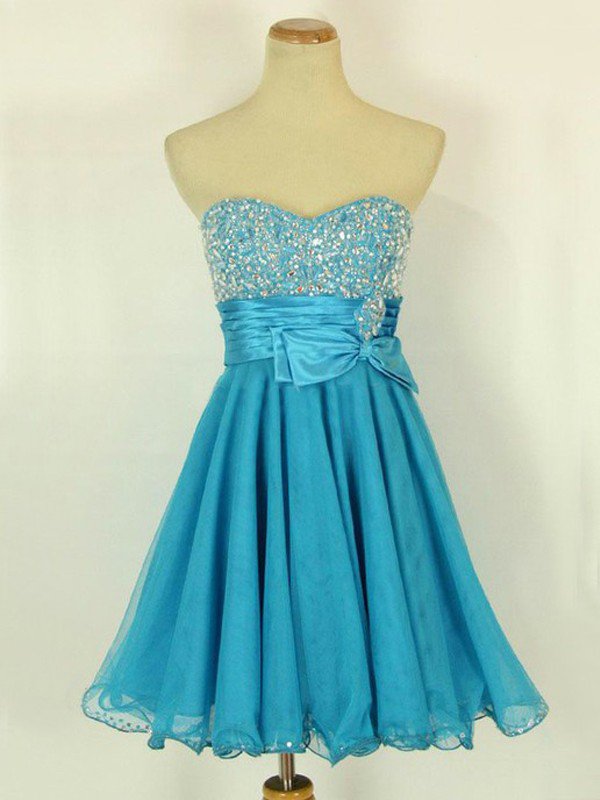 Cute Short Turquoise Beaded Short Length Chiffon Prom Dresses 2016, Homecoming Dresses 2016, Graduation Dresses 2016