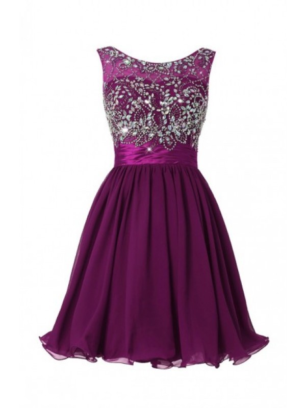 Mini Grape Purple Royal Blue Chiffon Evening Dress , Graduation Dresses 2016,party Dresses,evening Dresses, Short Prom Dress 2016