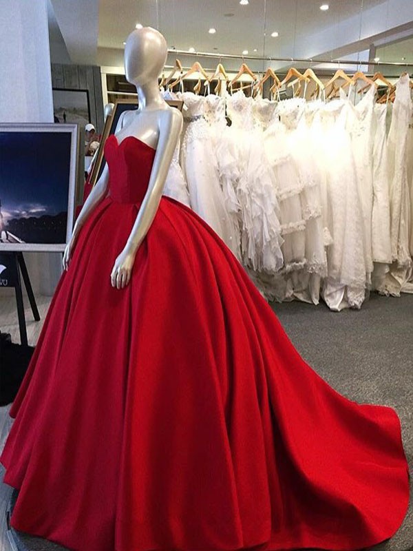 Prom Dress,red Prom Dress,vintage Satin Prom Dresses,strapless Evening Gowns,party Dress,custom Made Prom Dress,long Prom Dresses,2016 Prom