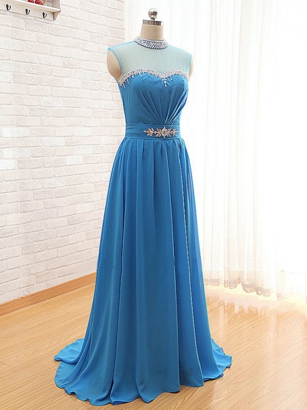 Prom Dress,prom Dresses 2016,blue Prom Dresses,a Line Prom Dress,beaded Evening Gowns,party Dress,chiffon Prom Dress,long Prom Dresses,2016 Prom