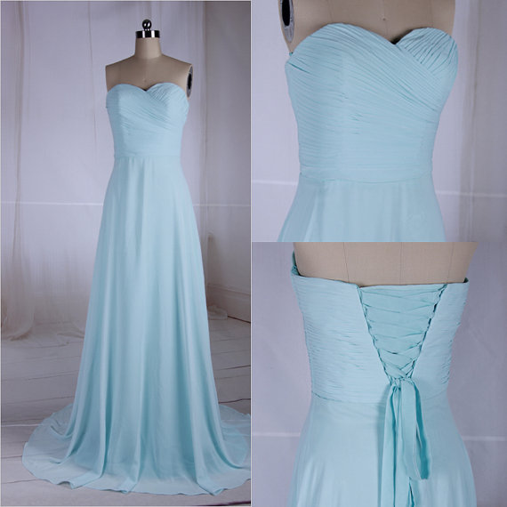 Light Blue Prom Dresses,prom Dress,simple Ruched Prom Gowns,charming Sweetheart Chiffon Prom Dresses,custom Made Prom Dress,long Elegant Prom