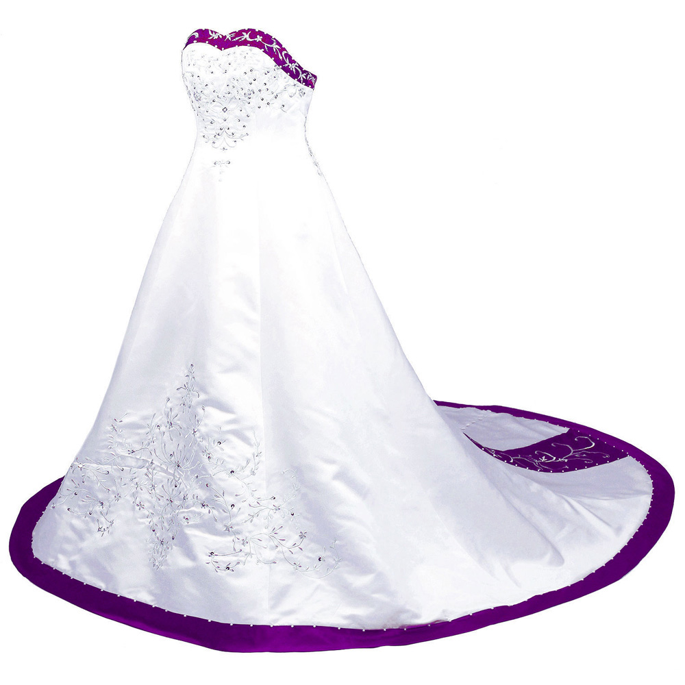 New Arrival White And Purple Sweetheart Strapless Embroidered Wedding ...