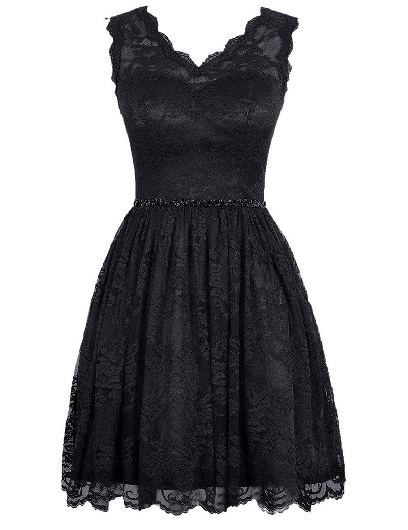 V Neck Black Lace Homecoming Dresses,short Black Dressses, Simple Short Prom Dresses,mini Dresses
