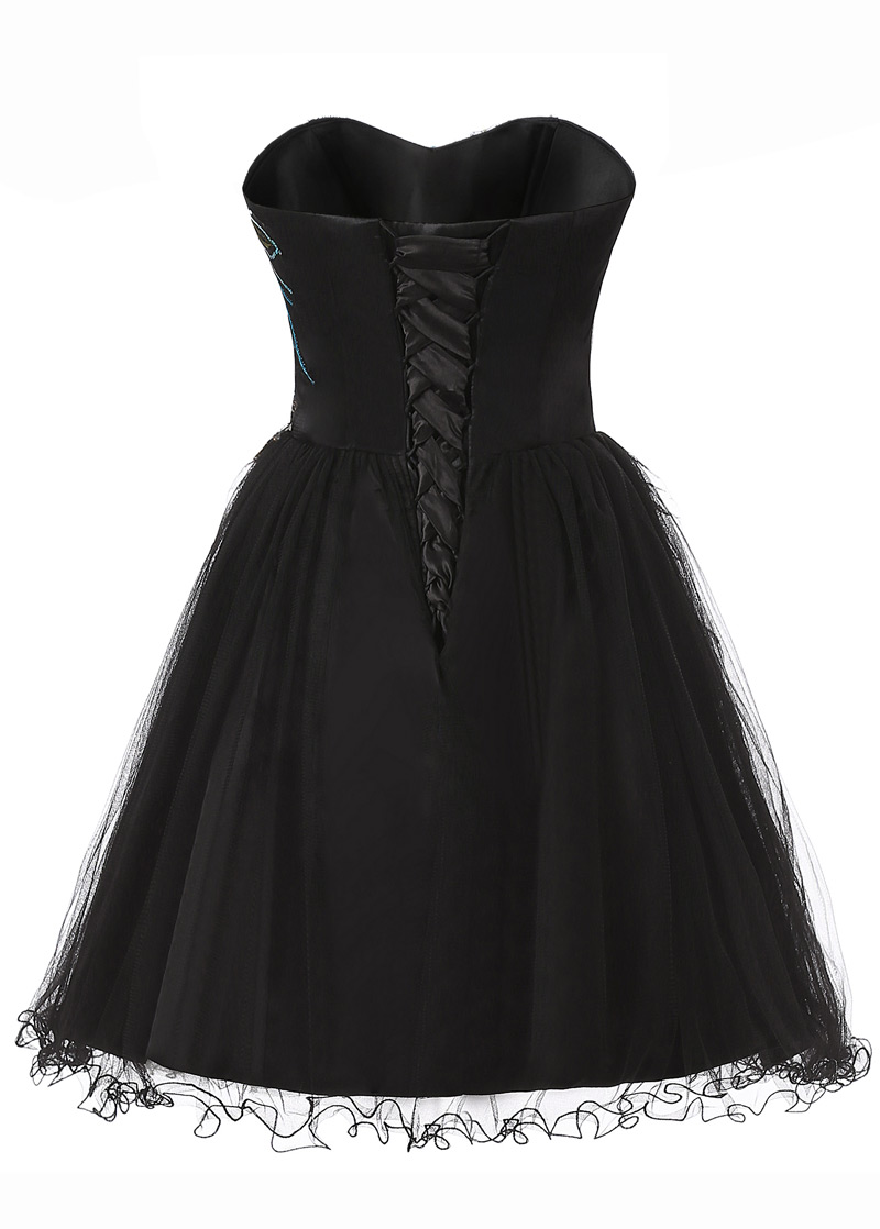 Black Short Tulle Homecoming Dress Featuring Sweetheart Bodice With ...